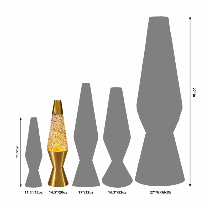14.5″ LAVA Lamp Rainbow Glitter – Clear/Gold - US 4140